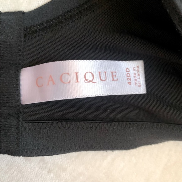 Cacique Cotton collection Plunge Black Bra 42DD - Picture 7 of 8
